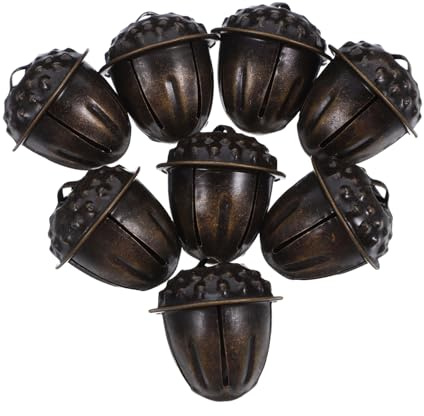 Angoily 20pcs Vintage Antique Bronze Jingle Bells with Pinecone Ornaments Rustic Metal Hanging Bell Decorations for Mantel Christmas Decor Woodland-themed Xmas Tree Baubles and Garland