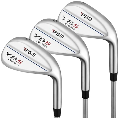 PGM 3 Club Wedge Set for Men Right Handed with 52 56 60 Degrees, CNC Milled Full Face Approach Sand Lob Golf Wedge for High Forgiveness and Spin