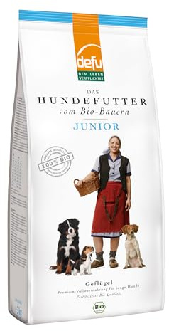 defu Hundefutter | 3 x 3 kg | Junior Bio Geflügel | Premium Bio Trockenfutter für Junge Hunde