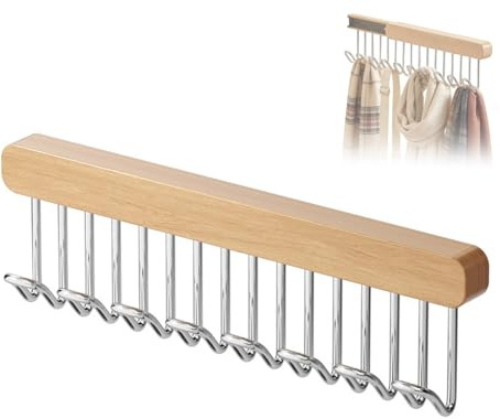 1 Stück Holz-Organizer für Kleiderschränke für die rechte Seite | Vielseitiger Kleiderorganizer für Krawatten, Gürtel, Schals, Mäntel und BHs, Praktische Schrankaufbewahrung