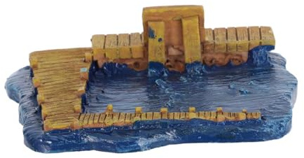 GARVALON Miniature Dock Model Resin Pier Micro Landscape Ornament in Deep Lake Blue for Sand Tray Therapy, Fairy Garden Water Scene Prop and Dollhouse Accessory