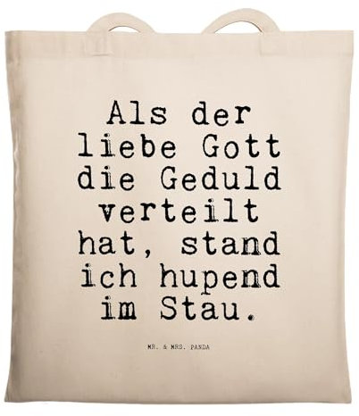 Mr. & Mrs. Panda Tragetasche Als der Liebe Gott... - Geschenk, witzig, Spruch Geschenke, Shopper, Beuteltasche, Weisheiten, Laptoptasche, Spaß,