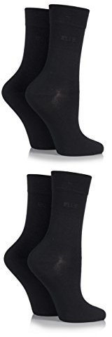 Elle Ladies Bamboo Fibre Socks - Plain, Striped & Patterned Casual Day to Day Socks in a Multipack of 4 Size 4-8