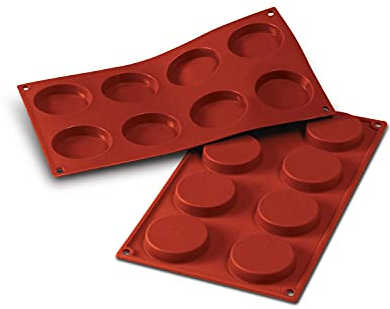 silikomart | SF029 Silikonform für Florentiner Monoportionen, antihaftbeschichtet, 8 Monoportionen, Packung mit 1 Kuchenform, Ø 60 h 12 mm, Made in Italy