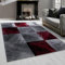 Teppium Moderner Kurzflor Teppich Läufer Flur 80 x 150 cm Rot - Flauschiger Teppich Waschbar, Kariert Design, Pflegeleicht, Weich - Ideal als Bettvorleger im Schlafzimmer und Küchenläufer