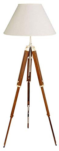 Classical Designer Marine Treppiede Lampada Da Terra Retro Vintage Legno Treppiede Lampada Argento