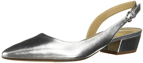Naturalizer Women's Banks Slingback Pump, Silver Metallic Leather, 3 UK