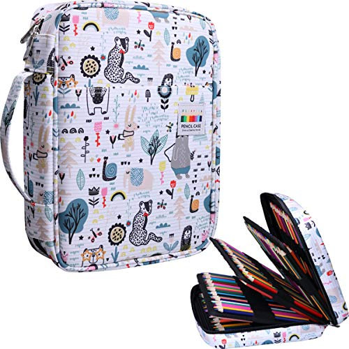 JAKAGO Federmäppchen mit 220 Fächern, großes Fassungsvermögen, Stifthalter für Künstler, Maler, Reißverschluss, Organizer-Tasche für Marker, Textmarker, Aufbewahrungstasche für Büro, Skizzen,
