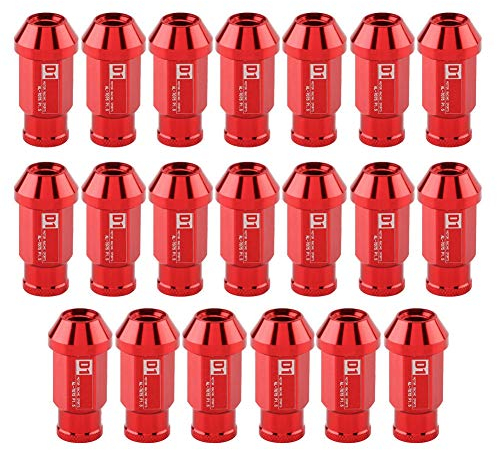 SANON 20 Stück Aluminium leichte Autoreifen Schraube Rennradmutter M12 x 1,5 rot