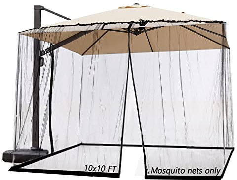 SOOSPE-MZ Moustiquaire de terrasse 3 m - Coupe-vent - Anti-moustiques - Avec fermeture éclair - Portable - Pliable - Noir