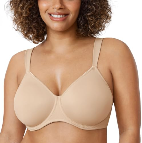 DELIMIRA Donna Reggiseno Minimizer Taglie Forti | con Ferretto, Senza Imbottitura, Copertura Completa