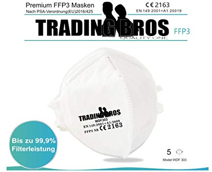 5X Premium FFP3 Maske Atemschutzmaske Mundschutz schneller Versand aus Deutschland Trading Bros