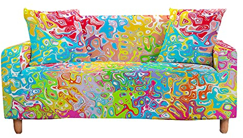 Surwin Elastisch Sofa Überwürfe 1 2 3 4 Sitzer, 3D Muster Sofabezug Stretch Schonbezug Universal Sofahusse für Armlehnen Sofa Abdeckung Polyester Couchbezug (Bunt,2 Sitzer (145-185cm))