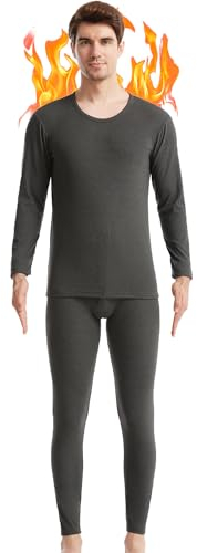 Herren-Thermounterwäsche-Set, lange Unterhose, Thermounterwäsche, Unterhemd und Unterteil, ultraweich, Geschenke für Männer, mit Box, Greystone, Medium