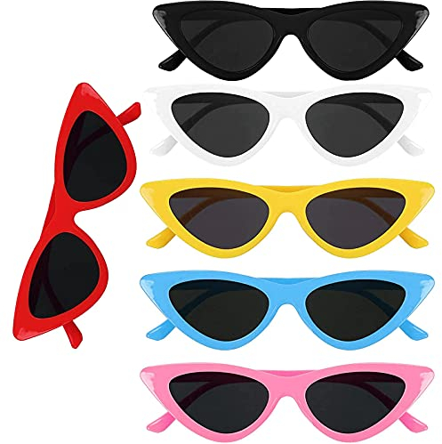 Mikqky 6 Stück Retro Cateye Sonnenbrille, Brille Vintage Cat Eye Sonnenbrille, Geeignet für Uv-Schutz Mädchen Verkleiden Sich Party Reise Kollokation Nachtclub Geburtstagsparty Bühne (6 Farben)