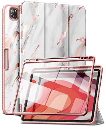SURITCH Custodia iPad Pro 12,9 pollici 5a/4a/3a generazione 2021/2020/2018 Cover con Portapenne e Cavalletto Pieghevole e Protezione per Display Case con Auto Sveglia/Sonno Funzione Marmo Oro