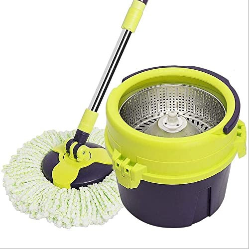 JINHH 360 ° rotierender Mopp Spin Mop Mikrofaser-Reinigungssystem Edelstahl 360 Spin Dry Mop mit Eimer Waschbarer Hartholzbodenreiniger mit 4 Moppköpfen