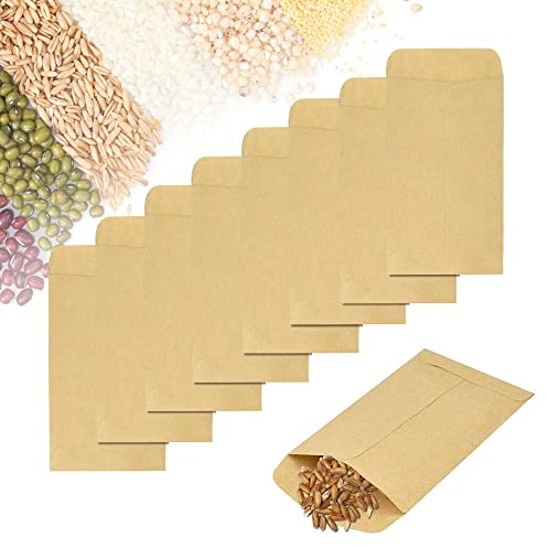 DURANTEY 100 Stück Papierbeutel 6 x 10CM Samentüten Braun Mini Papiertüten DIY Kraftpapiertüten Süßigkeiten Flachbeutel Schmuck Kraftpapierbeutel für Gastgeschenke Bonbons Blumen Papiertüten Klein