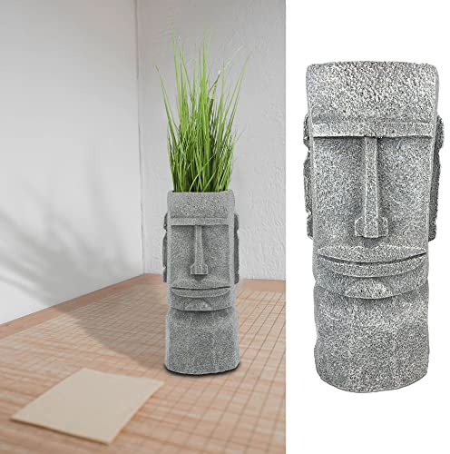 Cepewa Pflanztopf Moai Kopf │ Magnesia 20,5x46x20,5cm grau │ Blumentopf Pflanzgefäß Topf Übertopf (1 x Pflanztopf Moai Kopf 46cm)