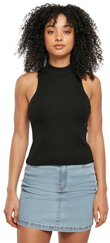 Urban Classics Damen Ladies Short Rib Knit Turtleneck Top Black, XXL