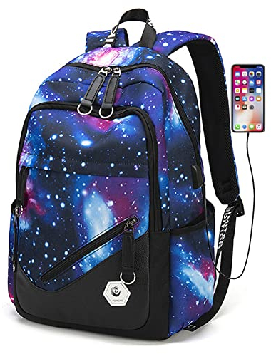 Galaxy Childrens Backpacks for Boys Middle School Bag with USB Charger, Capacity Primary Elementary Bookbags, Boys Travel Rucksack