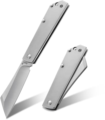 KeyUnity KK03M petit couteau pliant couteau à lame fixe, couteau de poche EDC en acier inoxydable pour hommes et femmes
