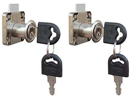 VictorsHome Cam Drawer Lock - 5/8(16mm) Bore 7/8”(21mm) Cylinder Length Chrome for Office Desk Cabinet Door Keyed Alike 2pcs