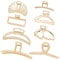 Cinaci 8 Pack Rectangle Moon Shell Butterfly Shape Medium Large Strong Hold Decorative Gold Metal Hair Claws Clips Jaws Clamps for Women Girls