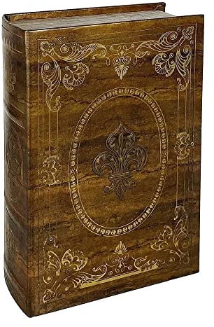 zeitzone Hohles Buch mit Geheimfach Lilie Gold Braun Buchversteck Vintage Antik-Stil 27cm