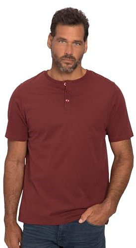 JP 1880 Herren große Größen Übergrößen Menswear L-8XL Henley, Basic, Knopfleiste, Halbarm dunkelrot 6XL 726695545-6XL