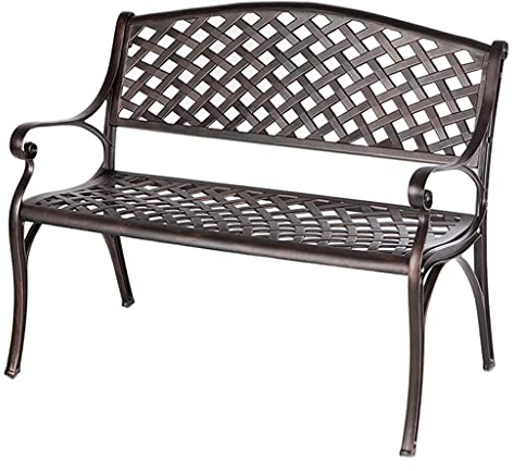 Nordic Retro Outdoor-Gartenbank, Aluminiumguss, Metall, Doppelsofa, Stuhl, geeignet für Park, Hof, Rasen, Balkon