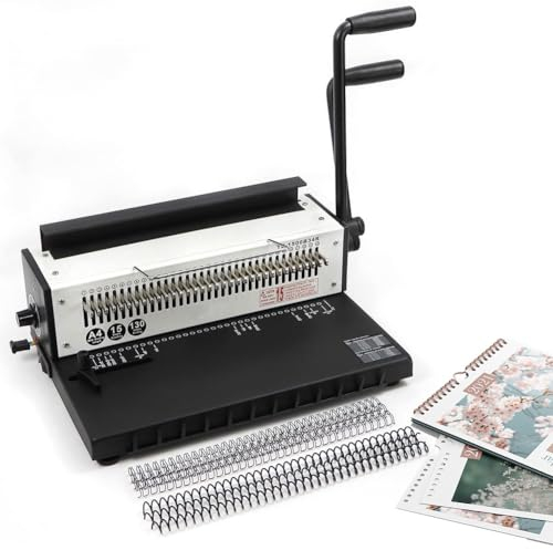 QUTBAG Drahtbindemaschine, manuelle Doppelspulen-Bindemaschine mit 34 Löchern, 3:1 Teilung, 130 Blatt Bindung, 15 Blatt Stanzkapazität, A4-Binder-Stanzmaschine