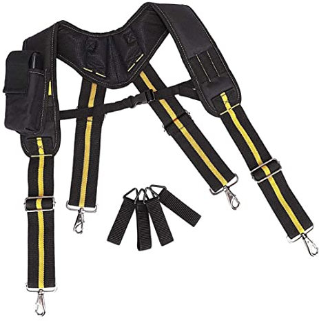 Terreteros de la cinta de herramientas Correa ajustable acolchada de servicio pesado con clips de bolsillo Cinturón de herramientas con tirantes para el electricista Carpenter