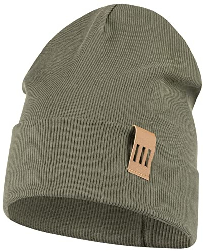 Smarilla Mütze Junge Kinder Beanie Herren gerippt, Größe: 46-48, Farbe: Oliv