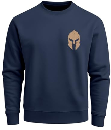 Neverless® Sweatshirt Herren Logo Print Sparta-Helm Spartaner Gladiator Krieger Warrior Rundhals-Pullover Fashion Streetwear