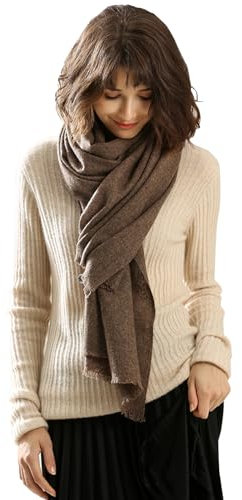 Damen Wraps Schal und Tücher, 50% Yakwolle & 50% Wolle, Frauen Warm Lange Große Schals Stola, Hochzeit Schal Tuch Solide Farbe, Winter Elegante Schal Schultertuch, Brautjungfer Geschenk Curry F