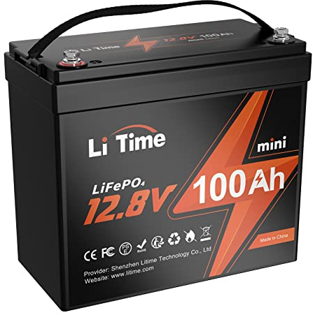 LiTime Batería Litio 12V 100Ah Mini, Bateria Lifepo4 12V 100Ah con 100A BMS, 4000-15000 Ciclos, Tamaño Más Pequeña, Pesa 8,97kg, Batería Litio para Autocaravanas Energía Respaldo Camper