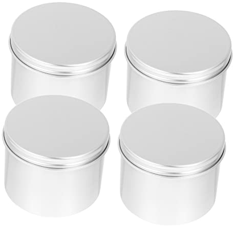 LIFKOME 4 Stück Kerzenglas lagercontainer vorratsbehälter aufbewahrungsbox für kerzengläser reisebeh?lter dose pralinendose Gewinde Vorratsdose Lagertank Teedose Alu-Dose Aluminium