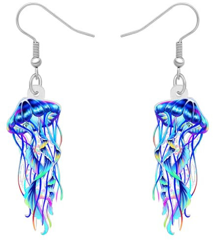 DALANE Acryl niedlich Quallen Ohrringe Hängend Baumeln Ozean Tier Quallen Schmuck Geschenke für Damen Mädchen Dekor (Kobalt)