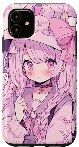 Hülle für iPhone 11 Anime Girl Kawaii Hexe Charakter Pink Japanische Manga