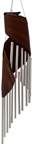 Handgefertigtes Kokosblatt-Windspiel aus Bali – Schokolade, ethische und umweltfreundliche Gartendekoration, 50 x 13 cm