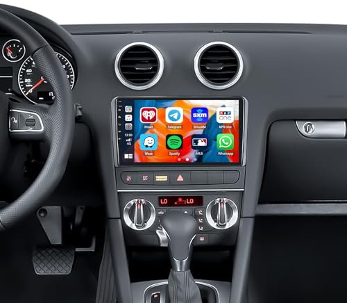 [2+64G] SIXWIN Android 13 Radio Coche para Audi A3 S3 RS3 8P con CarPlay&Android Auto&Mirrorlink,9 Pulgadas Pantalla Táctil con Bluetooth/WiFi/GPS/FM/RDS/USB/HiFi+AHD Cámara