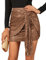 Damen Kurz Glitzer Rock Kaffee Pailletten Rock Glänzend Minirock Sexy Midi Skirt Rave Outfit Karneval Rock L