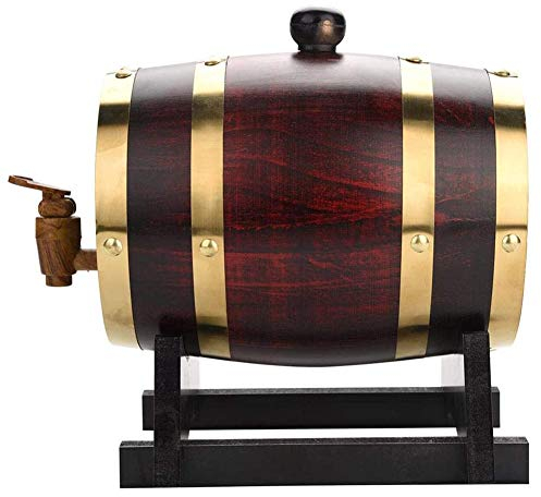 Barril de vino de madera de roble vintage de 1,5 l, decantador de barril de whisky casero, utilizado para almacenar vino fino, brandy, whisky, tequila, etc.z