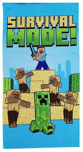 Theonoi Kinder - Handtuch Saunatuch Strandtuch Duschtuch Badetuch - 70 x 140 cm -Geschenk Jungen Mikrofaser (Minecraft Survival)