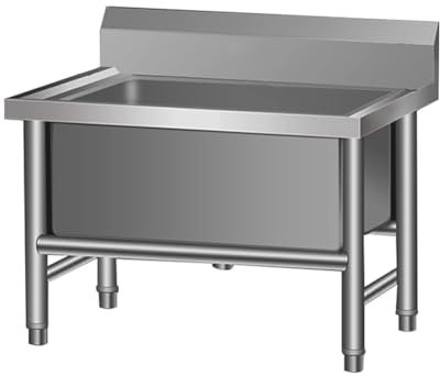 KK-GGL Kit De Fregadero Comercial De Fregadero, Cuenca De Servicio De Fregadero Industrial De Utilidad con Grifo, Cubo De Trapeadoras De Acero Inoxidable,60cm