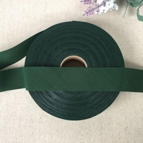 Ungefalzt Schrägband Baumwolle Polyester Gemisch 40mm zum nähen (Dunkelgrün, 10 Metre)