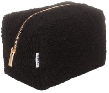 Claide Kosmetiktaschen aus Teddy Plüsch in Beige, Rosa, Braun und Schwarz (Schwarz)