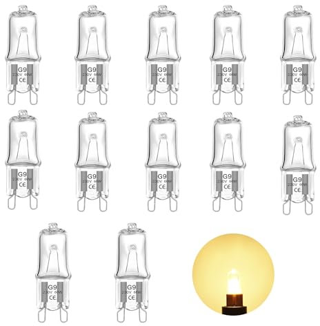 G9 LED Halogen Replacement Bulbs 40W/60W Equivalent, 12 Pack 230V Warm White Dimmable Clear Capsule Light Bulbs 600lm 2700K Warm White for Wax Burner Oven Cabinet Table Lamp Ceiling Lights (60W)