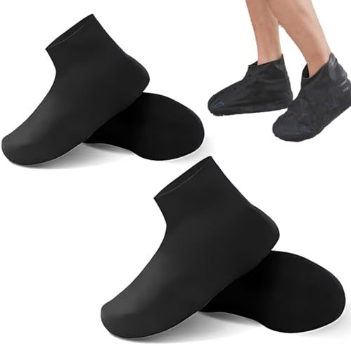 QOWIJEX 2 Paires Couvre Chaussure Impermeable, Réutilisables Caoutchouc Protege Chaussure Pluie, Antidérapante Sur Chaussure Imperméable, Protection Chaussure Pluie,Deux Tailles: L et M